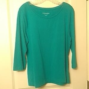 Soft Surroundings teal 3/4 sleeve knit top